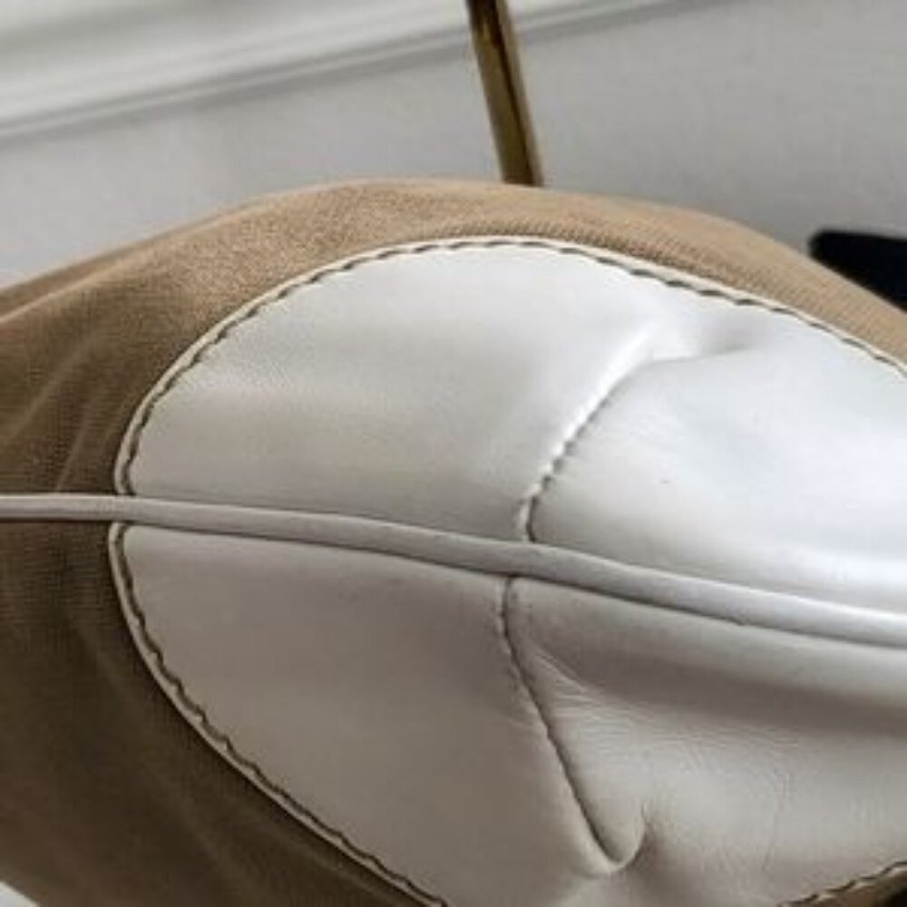 Chanel ( w/ COA) Tan & White Denim Leather Tote - Picture 4 of 13